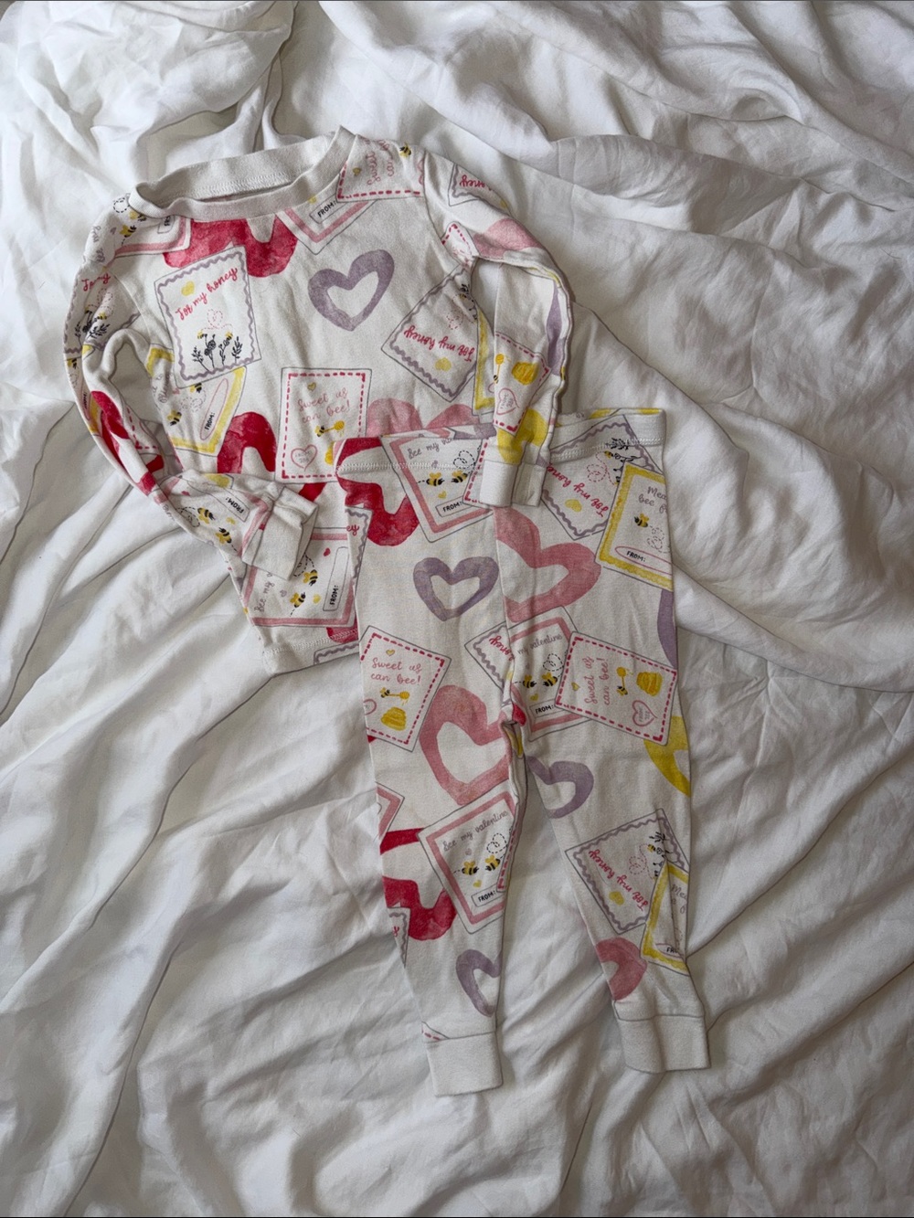 Burt's Bees Heart & Card Print Two-Piece Pajama Set Organic Cotton